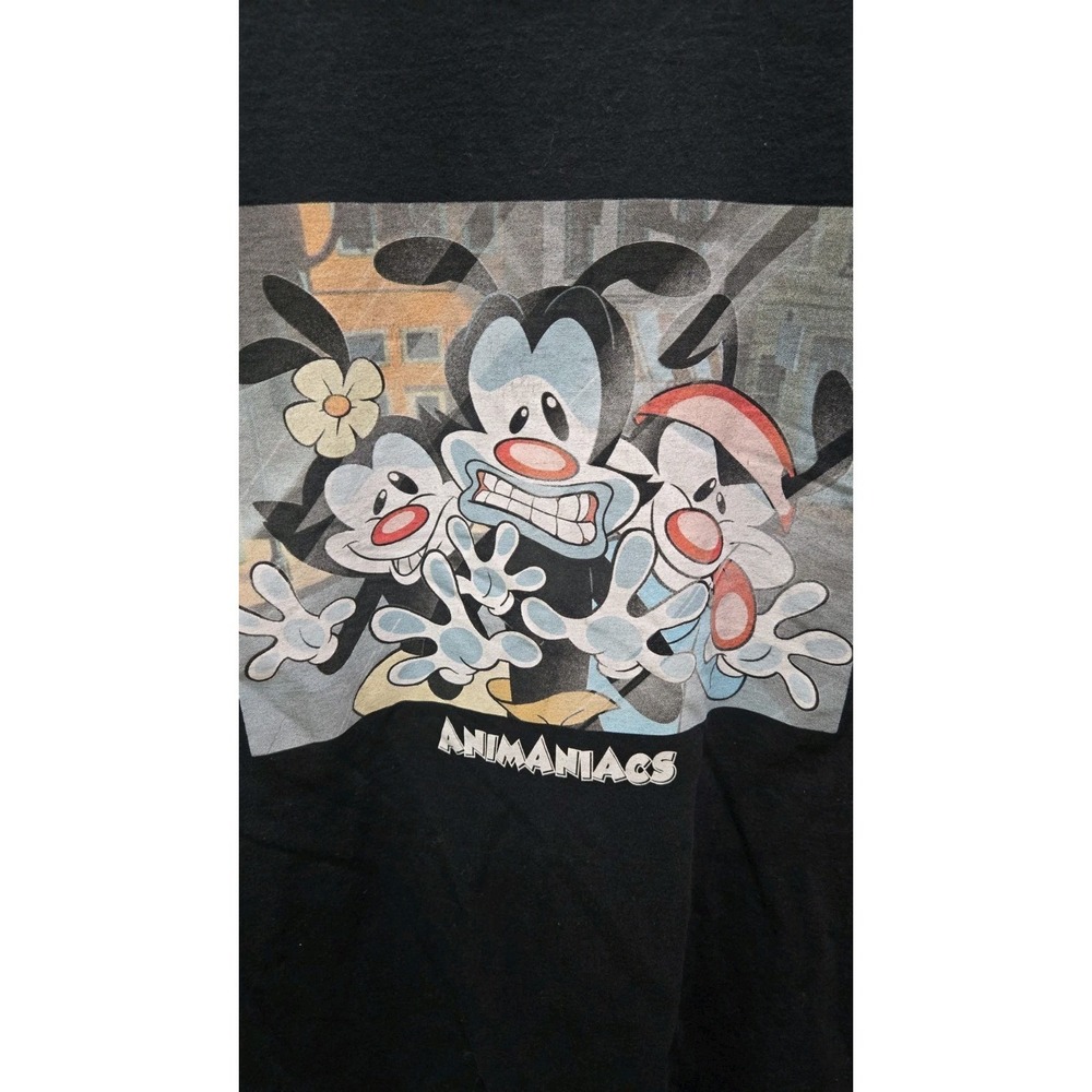Animaniacs Cartoon Graphic T-Shirt Warner Bros Black Vintage Style Tee Fits~ Med
